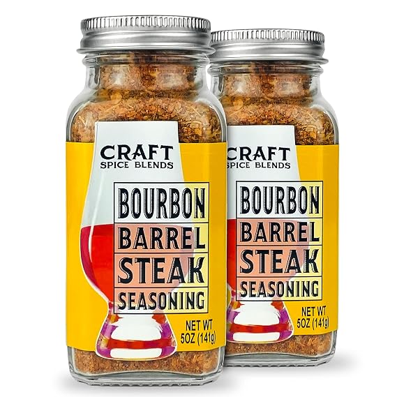 Craft Spice Blends Bourbon Barrel Steak Seasoning 5 Ounce (Pack of 2) - Smoking and Grilling Meat - Steaks, Brisket, Burgers, Chicken, Pork - Dry BBQ Seasonings and Spices