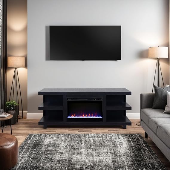 65 inch Fireplace TV Stand for TVs up to 75 inches, Minimal Assembly,