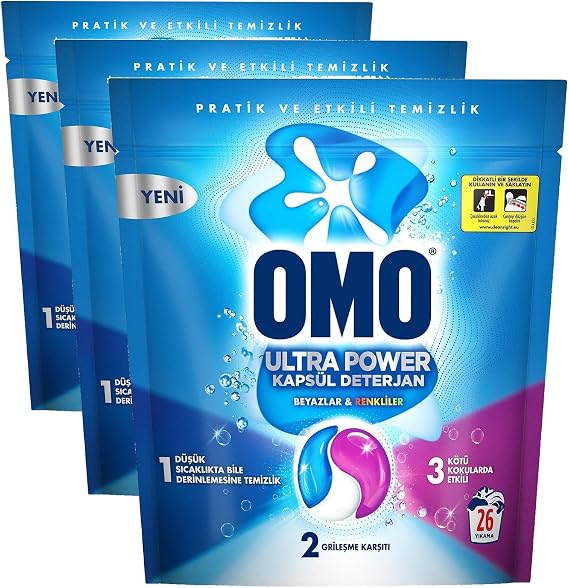 OMO Ultra Power Kapsül Çamaşır Deterjanı 26 Yıkama (3 paketi)