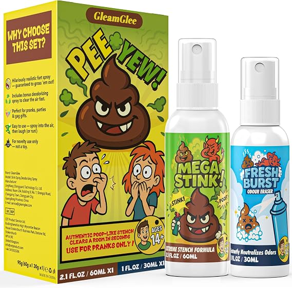 Fart Spray Prank Set, Extra-Strong Stink with Quick Odor Reset Spray