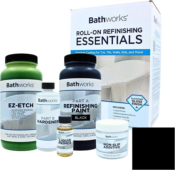 Bathworks Bathtub Refinishing Kit: Essentials Kit & Ez Etch Kit (Black)