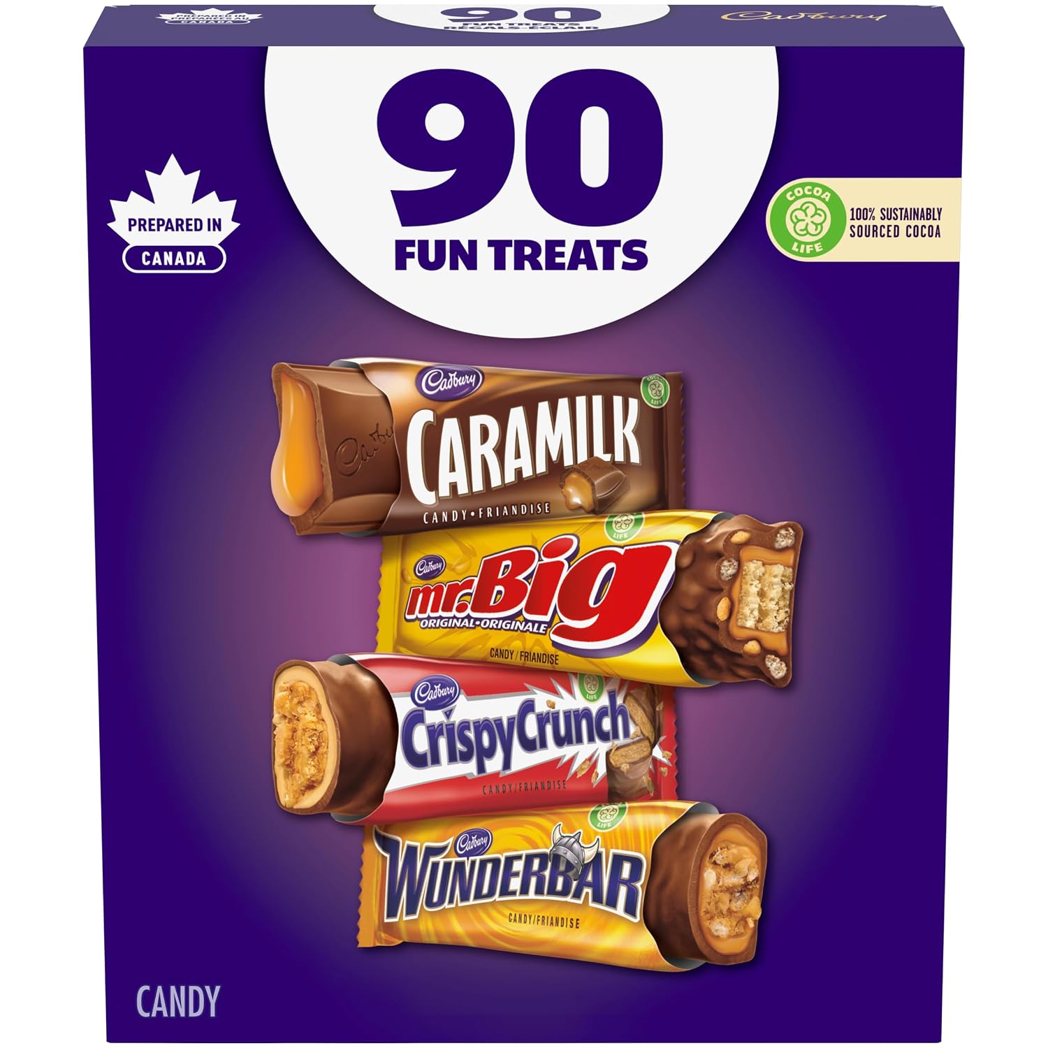 Cadbury Fun Treats Chocolate, 90 Count - Wunderbar, Mr. Big, Caramilk, Crispy Crunch {Imported from Canada