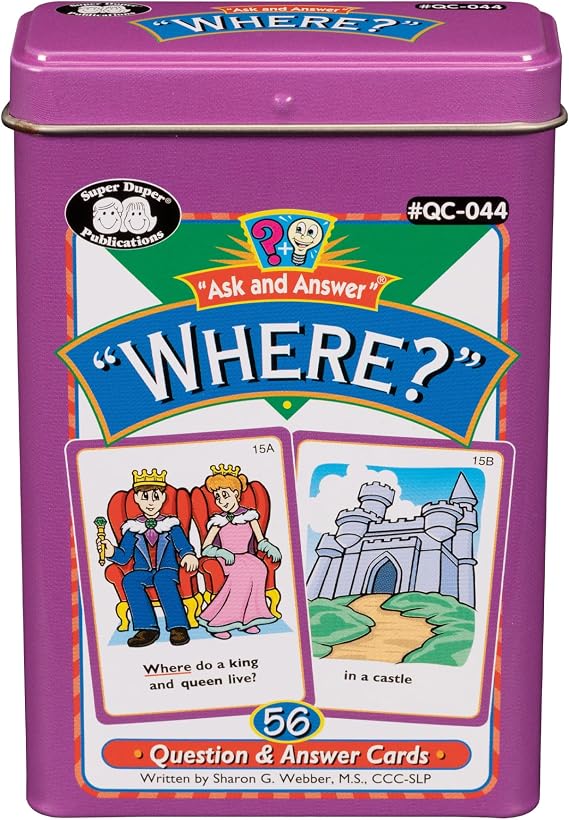Super Duper Publications | Ask and Answer Where Questions Fun Deck | Communication and Language Processing Skills Flash Cards | Educational Learning Materials for Children