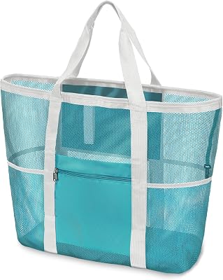 F-color Mesh Beach Bag Family - Large Tote Bag for Cruise Pool Toys Beach Vacation Essentials