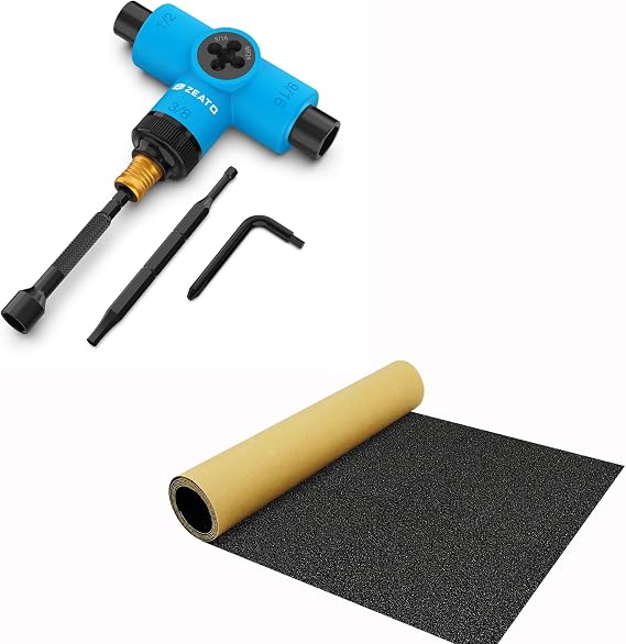 Multi-Function Skatboard Tool and Grip Tape Sandpaper Sheet