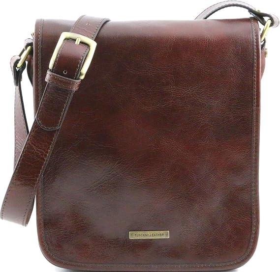 Tuscany Leather - TL Messenger - Two compartments leather shoulder bag Brown - TL141255/1