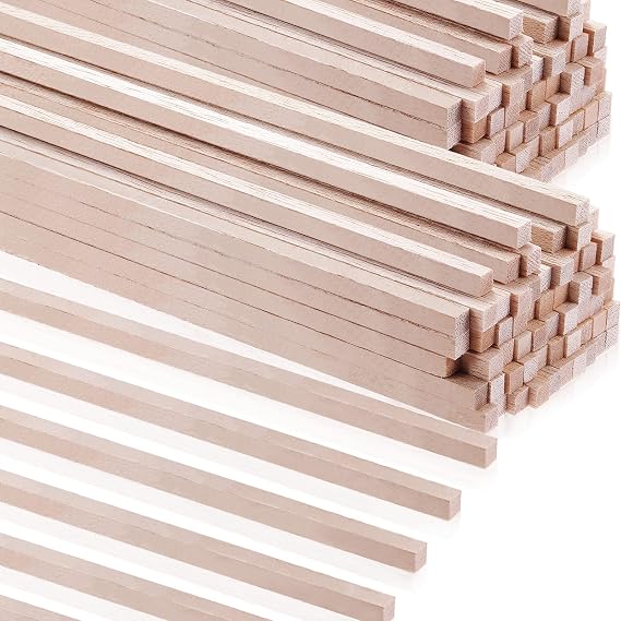 Yulejo 60 Pieces Balsa Wood Sticks 1/8 x 1/8 x 12 Inch Square Dowel Rods