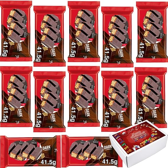 Dark Chocolate 4 Finger Choco Bar 41.5g With Gift Box - Four Crispy Wafer Fingers Covered in Dark Chocolate - kta (24 x Bars)