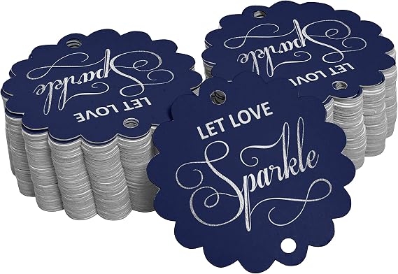 Silver Foil Paper Hang Tags Let Love Sparkle Wedding Favor Tags 50 Piece