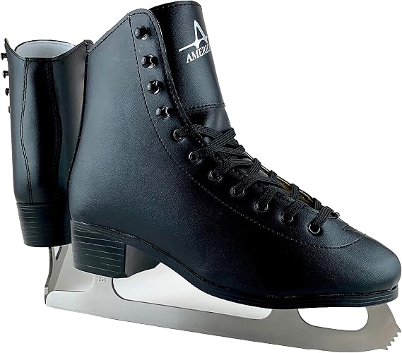 American Athletic Tricot Lined Mens Ice Skates - Recreational Figure Skates with Ankle Support, Padded Lining, Stainless Steel Blades - Suitable for Indoor & Outdoor Ice Skating