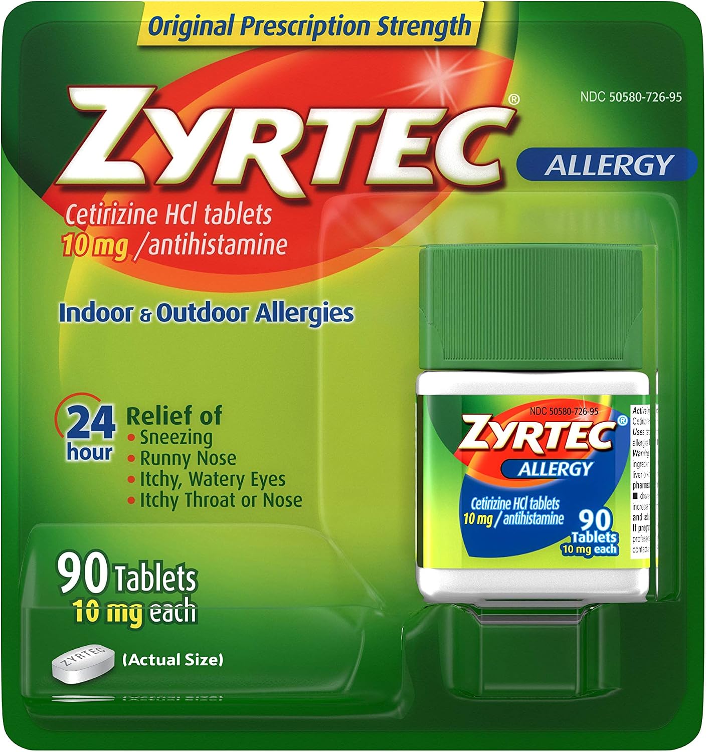 Zyrtec 24 Hour Allergy Relief Tablets - 10mg, 90 ct