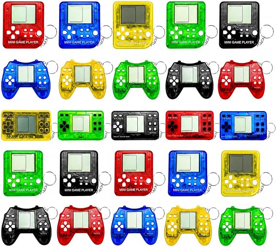 25Pcs Video Game Keychain Video Game Party Favors Video Game Party Supplies 3 Styles Mini Game Console Fidget Toys Bulk for Kids Classroom Prizes Goodies Bags Stuffer Backpack Keychain