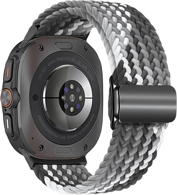 Rongep Samsung Galaxy Watch Ultra 47mm ile Uyumlu Örgü Solo Loop Kumaş Kordon Manyetik Tokalı Terleme Yapmayan Nefes Alabilen Hafif Yapılı Bilek Ölçüsüne Göre Ayarlanabilen Elastik Kayış