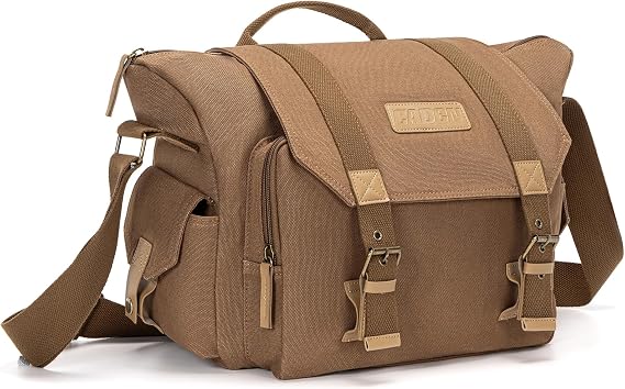CADeN Camera Bag Case Canvas Compatible for Nikon, Canon, Sony DSLR/SLR Mirrorless Camera with Tripod Holder, Camera Shoulder Messenger Bag for Men/Women (1.0 Brown)