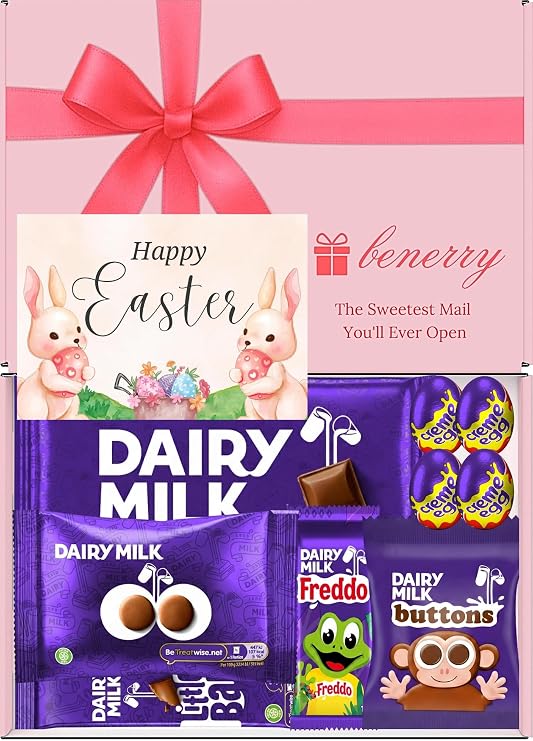 Luxury Chocolate Hamper – Assorted Dairy Milk Selection – Gift for Easter – Premium Cocoa Treat Set (Dairy Milk Easter Kids - Pink)