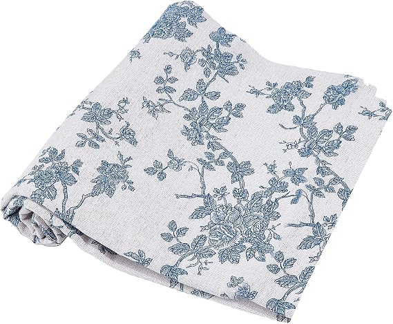 1 Yard 59 Inch Flower Cotton Linen Fabric, Printed Floral Quilting Cloth Washable Cloth Bundles, Hand Block Print Fabrics for Sewing DIY Quilting Sofa Tablecloth Curtain