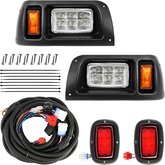 Club Car DS Led Headlight and Tail Light Kit 12 Volt for 1993-up Golf Cart Modified Assembly 101988001 101988002