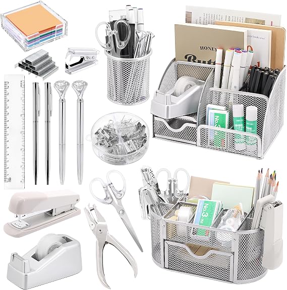 17 IN 1 Office Desk Organizer Set for Back to School Supplies Accessories