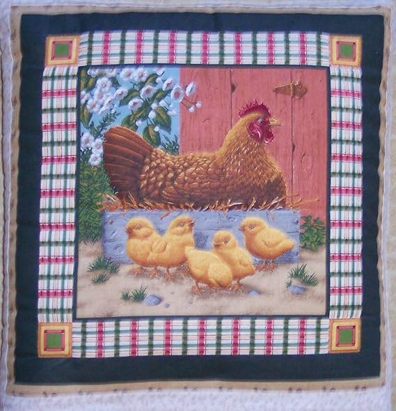 Quillow (Quilt/Pillow Combo) Chicken with Chicks MM1 Amish Handmade in USA