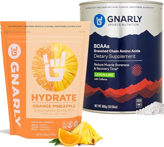 Gnarly Nutrition Hydrate Orange Pineapple (14.10oz) BCAAs Lemon Lime (10.58oz)