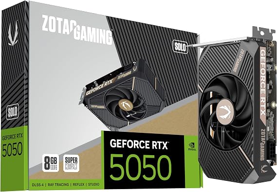 ZOTAC Gaming GeForce RTX 5050 Solo DLSS 4 8GB GDDR6 128-bit 20 Gbps PCIE 5.0 Gaming Graphics Card, SFF-Ready Super Compact Card, ZT-B50500G-10L