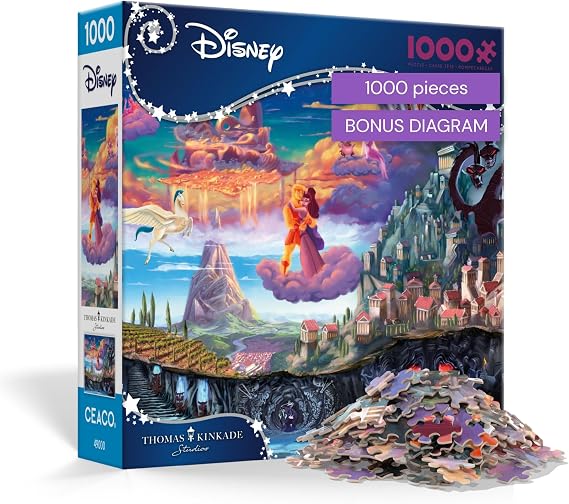 Ceaco Thomas Kinkade Puzzles Disneys Hercules 1000 Piece Jigsaw Puzzle, Disney Puzzle for Adults with Premium Board & Poster