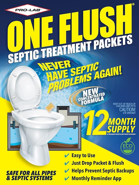 ONE FLUSH Septic Tank Treatment Packets, 1 Year Supply of Dissolvable Pods