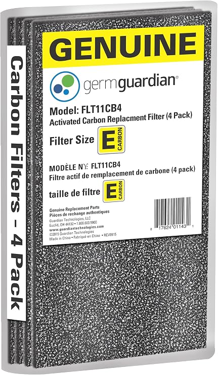 GermGuardian Genuine Carbon Filter Replacements for Use with FLT400 Filter E for AC400 Series Air Purifiers, 4-Pack FLT11CB4