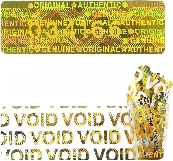 1200 pcs Tamper Proof Hologram Stickers High Security Tamper Evident Seal Void Original Genuine Authentic Holographic Labels/Stickers w/Unique Sequential Serial Numbering(Glod)