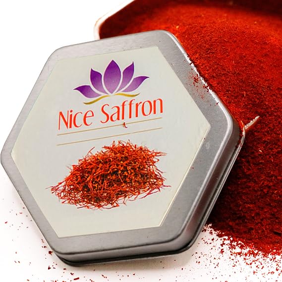 Nice Saffron Premium Ground Saffron Powder Deep Red (10 Grams | 0.35 oz) | Deep Red Saffron Spice for all Culinary | Professional Chef Quality
