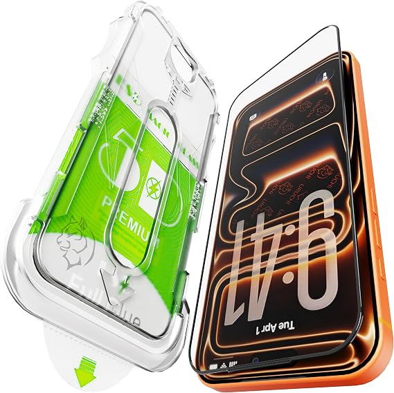 Epro iPhone 16/15 ile Uyumlu Ekran Koruyucu, Ahize Korumalı Toz Önleyici Tam Kaplama, Hizalama Aparatlı Kolay Kurulum, Toz Bırakmayan Uygulama, Darbelere Karşı Ekstra Güçlü Cam