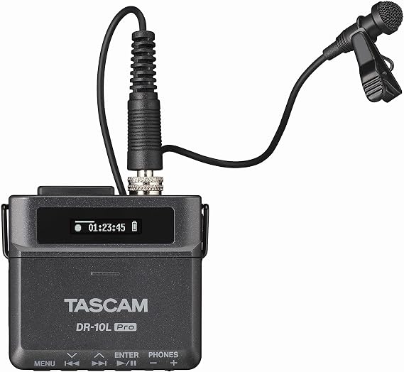 TASCAM DR-10L Pro Field Recorder with Lavalier Microphone and 32-bit Float Recording for Audio for Video Supports 512GB microSDXC and LTC Jam Sync for Seamless Timecode Synchronization