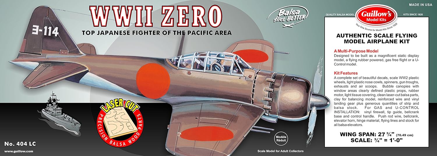 Guillows WWII Zero Laser Cut Model Kit Small