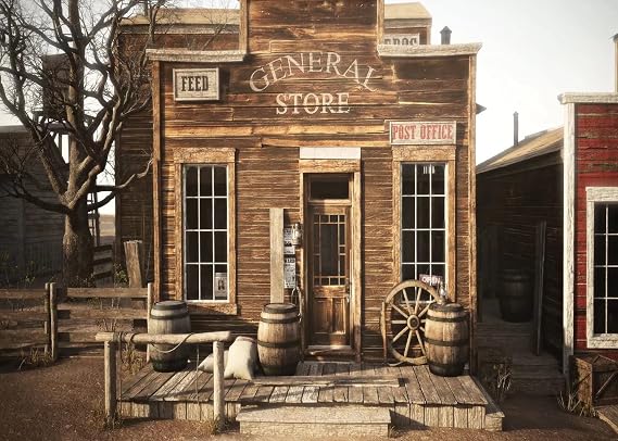 BELECO 5x3FT Fabric Western Themed Photography Backdrop Western Town General Store Background Old Western Cowboy Cowgirl Photography Backdrop Kids Adult Photo Booth Shoot Studio Photograph Props