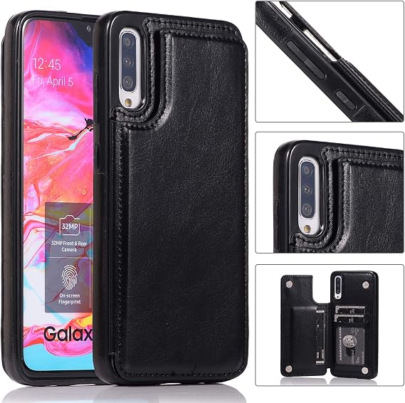 CCSamll for Samsung Galaxy A50/A50S/A30S Wallet Case Card Holder SK Black