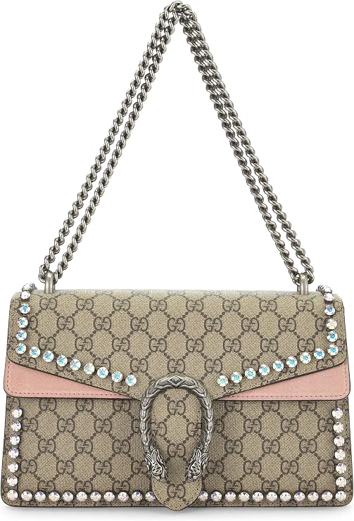 Pre-loved Pink GG Supreme Crystal Embellished Dionysus Shoulder Bag Small, Pink