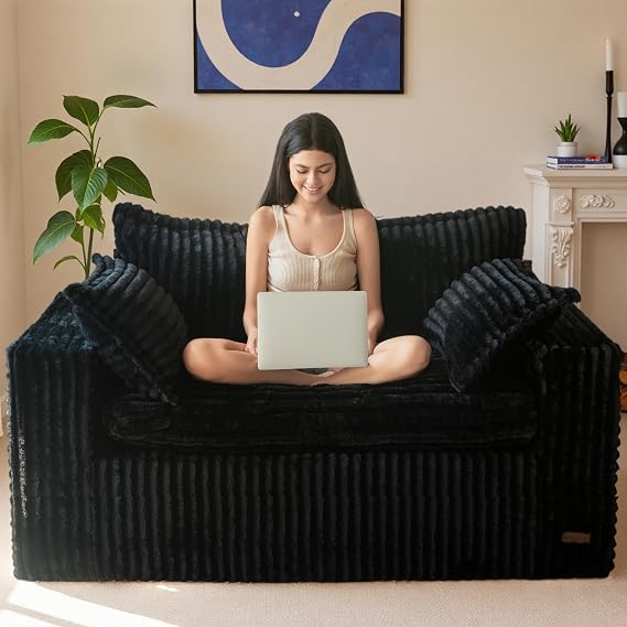 MAXYOYO Boneless Couch, 59-Inch Couch in a Box, Deep Loveseat