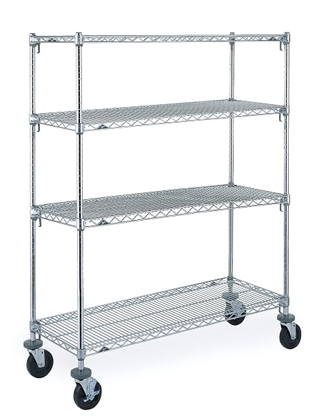 METRO A566BC Super Adjustable Super Erecta 4-Tier Stem Caster Cart, Chrome, 24" x 60" x 67.875"