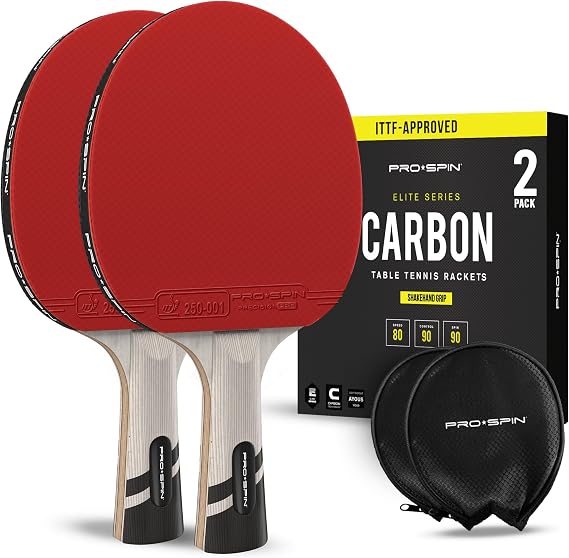 PRO-SPIN Ping Pong Paddles ITTF Approved Professional Table Tennis Rackets with Carbon Fiber for Superior Control | 7-Ply Blade, Premium Rubber, 2.0mm Sponge