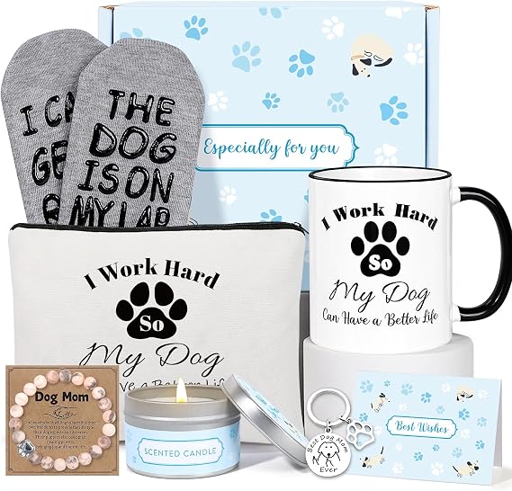 Dog Mom Gifts for Women,Unique Birthday Gift For Dog Lovers,Gag Gifts for New Puppy Fur Baby Owners,Dog Themed Gift Basket for Sister,Wife,Mothers Day Gift Basket for Mom