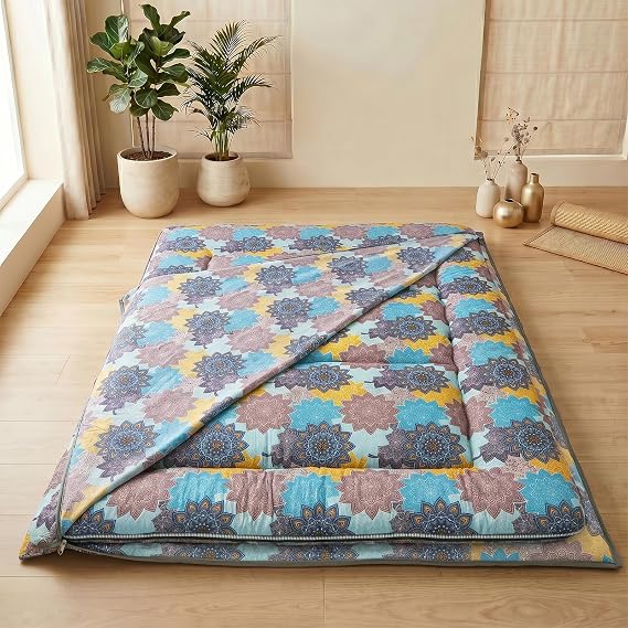 Zelladorra Futon Mattress Cover, Zippered Japanese Floor Mattress Cover