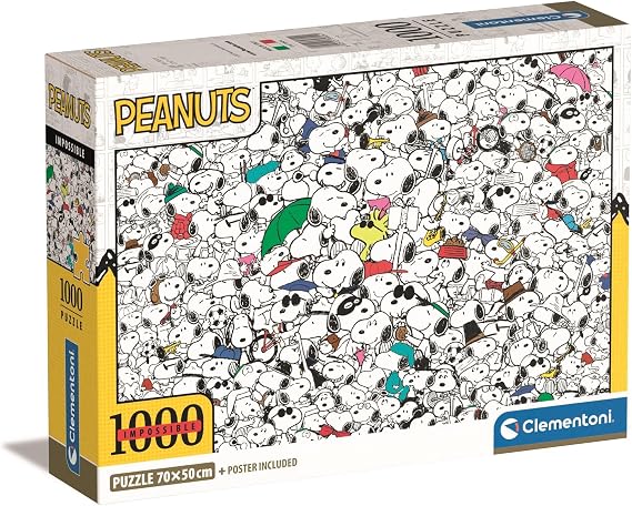 Clementoni - 39804 - Impossible Puzzle Peanuts - Jigsaw Puzzle 1000 Pieces, Jigsaw Puzzle for Adults, Comic Puzzle, Difficult - Made in Italy