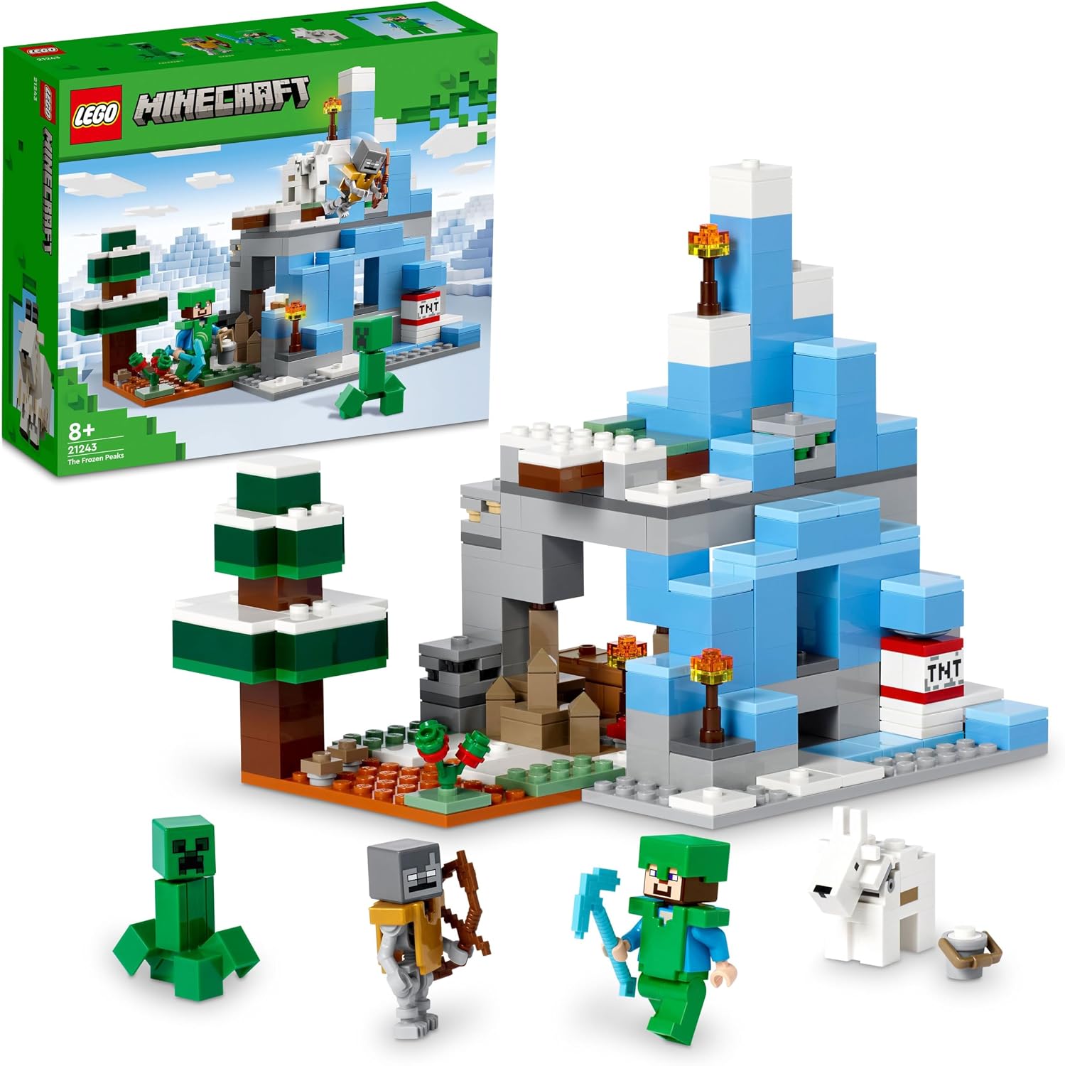 LEGO® Minecraft® Donmuş Tepeler 21243-8 Yaş ve Üzeri Çocuklar için Oyunun Buzlu Biyomunu İçeren Oyuncak Yapım Seti 304 Parça