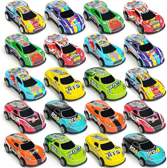 20 Pack 3.4 Inch Metal Pull Back Toy Cars, Toys for Boys Girls Toddlers 3,4,5,6.7 Years Old, Party Favors Cars, Race Cars Vehicles,Goodie Bag Stuffers, Pinata Fillers, Teacher Reward Prizes (20 Pack)