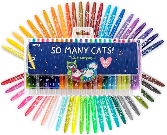 M&G Twistable Crayons 48 colors Twist Gel Crayons for artists,Stocking Stuffers & Christmas Holiday Gifts, Non-Toxic Crayons Set for artists Coloring, Ideal for Paper Gass