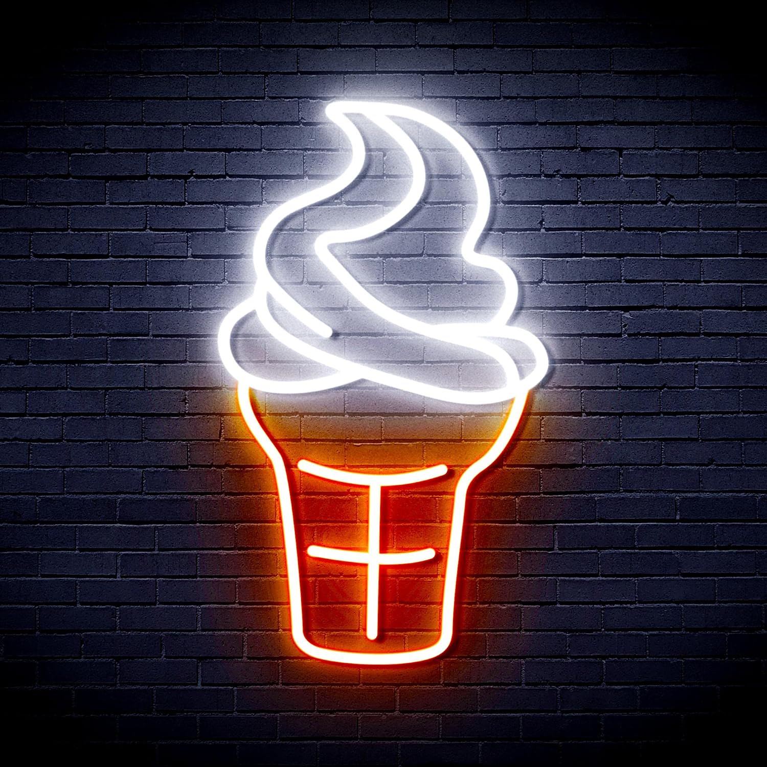 ADVPRO Ice-Cream Cone Flex Silicone LED Neon Sign - White & Orange - st16s32-fnu0411-wo