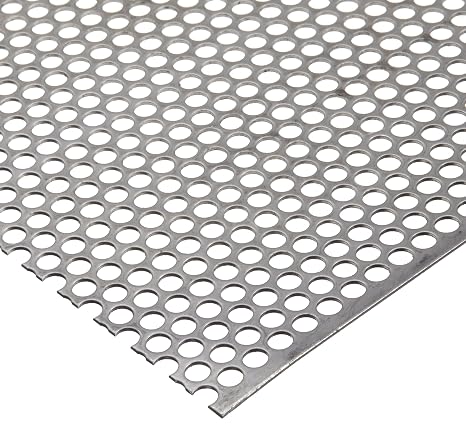 304 Stainless Steel Perforated Sheet, Unpolished (Mill) Finish, Annealed, Staggered 0.1875" Holes, 0.036" Thickness, 20 Gauge, 12" Width, 24" Length, 0.25" Center to Center, OnlineMetals
