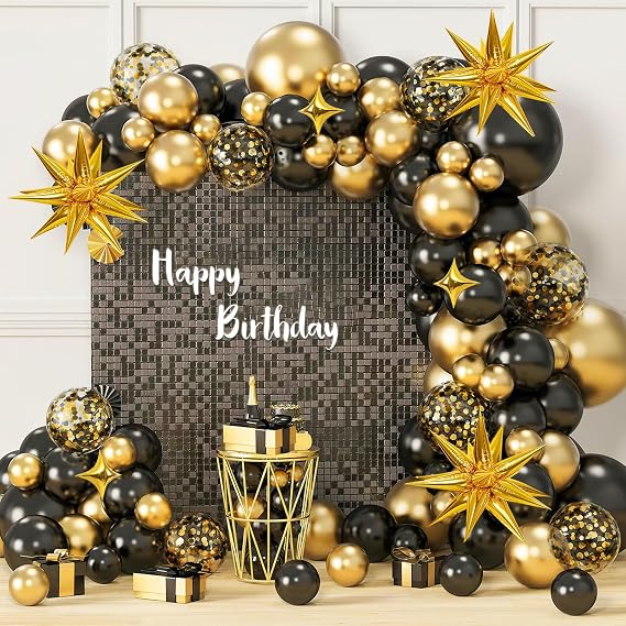 AivaToba 126PCS Black and Gold Balloon Arch Kit 2026 Party Decoration