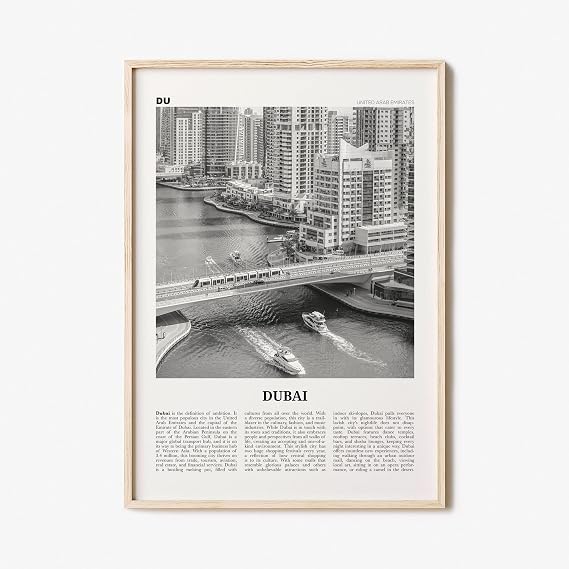 Dubai Print Black and White Downtown, Dubai Wall Art, Dubai Poster, Dubai Photo, Dubai Wall Decor, UAE, United Arab Emirates,Dubay