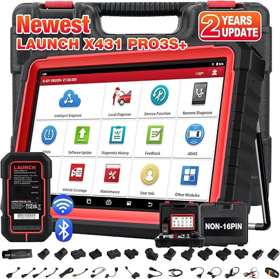 Launch X431 PRO3S+ V5.0 2026 Bidirectional Car Diagnostic Tool with OE Topology Map, 55+ Reset Service,10.1'' HD Trucks Scanner with ECU Code VGA Guide IMMO/CANFD/DoIP/FCA AutoAuth, 2 Year Update